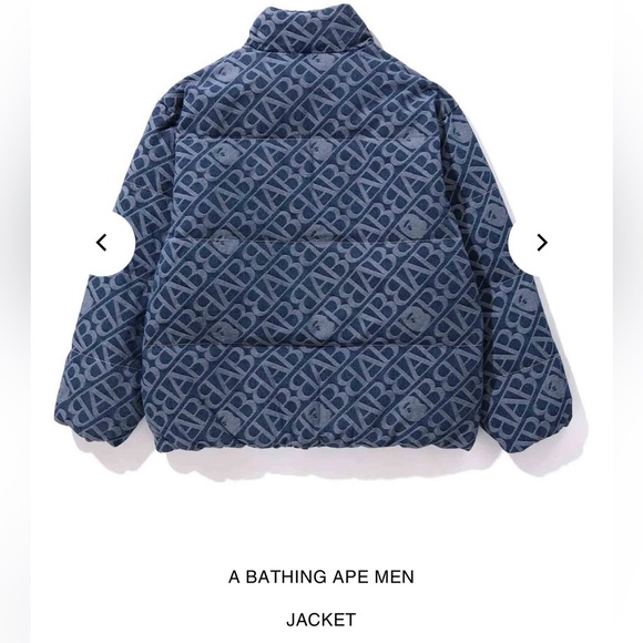 *NEW WITH TAGS* BATHING APE | DENIM MONOGRAM PUFFER DOWN JACKET - Picture 7 of 8
